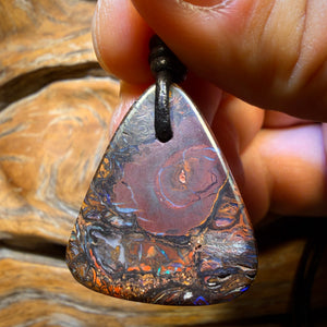 Half Price Card! 29 x 24mm - Drilled Tribal Queensland Boulder Opal Necklace