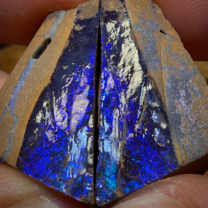 72.8cts - Australian Boulder Seam Opal Rough Pair. Natural Split
