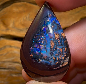 50.6cts - “Deep Blue Tribal”Koroit Nut Kernel Opal