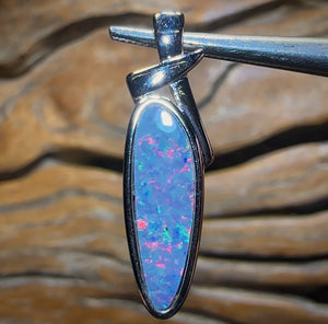 Sterling Silver - Queensland Boulder Opal Doublet Pendant With Red