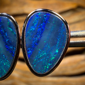 Sterling Silver - Australian Boulder Opal Doublet Stud Earrings