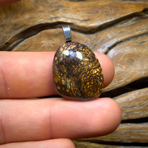 Solid Tan Tribal Queensland Boulder Opal Pendant