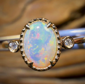14k Gold - Solid South Australian Crystal Opal Ring