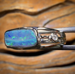 Sterling Silver - Queensland Boulder Opal “Landscape” Doublet Ring Unisex
