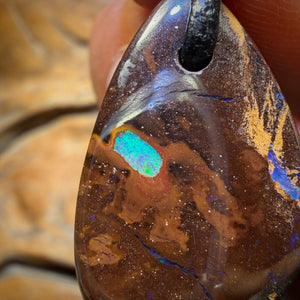 27 x 17mm - Drilled Queensland Boulder Opal Necklace