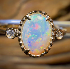 14k Gold - Solid South Australian Crystal Opal Ring
