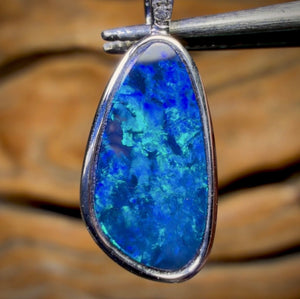 14k White Gold - Queensland Boulder Opal Doublet Pendant