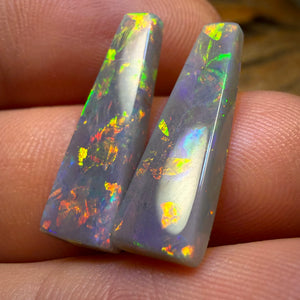 7.7cts - Top South Australian Dark Opal Pair from Mintabie