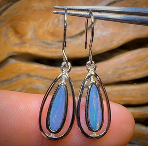 Sterling Silver - Australian Boulder Opal Doublet Hook Earrings