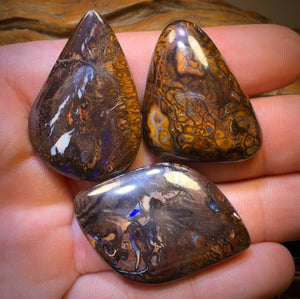 158.3cts - 3x Australian Tribal Boulder Opal’s. Wholesale Dealers Parcel Bargain