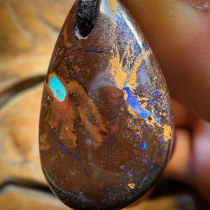 27 x 17mm - Drilled Queensland Boulder Opal Necklace