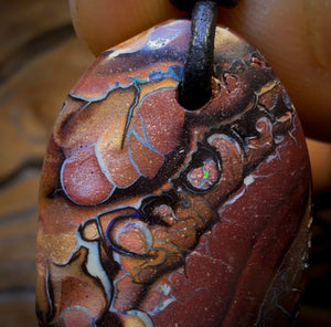 33 x 20mm - Drilled Tribal Queensland Boulder Opal Necklace