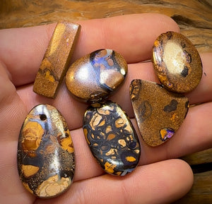 🔒115.6cts - 6x Great Tribal Queensland Boulder Opal Parcel. Yowah Nut Parcel