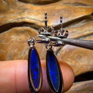 Roadshow Wild Card! Sterling Silver - Australian Boulder Opal Doublet Drop Stud Earrings