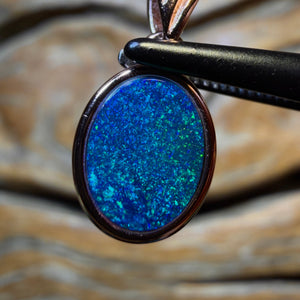 Bargain Card! Sterling Silver Rose Gold Plated - Queensland Boulder Opal Doublet Pendant
