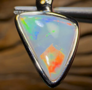 Sterling Silver - Solid South Australian Crystal Opal Pendant - Opal Whisperers