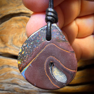 30 x 27mm - Drilled Tribal Queensland Boulder Opal Necklace