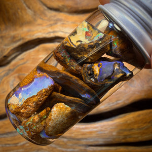 77.1cts - Jar of Yowah Nut Opal Rough w/ Fossil Opal