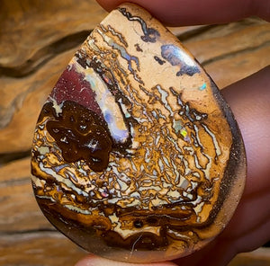 113.6cts - Yowah Nut Opal. Double Sided Light Tan Tribal - Opal Whisperers