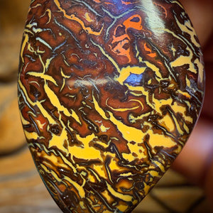 35 x 20mm - Awesome Drilled Yellow/Orange Tribal Queensland Boulder Opal Necklace