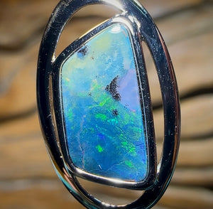 (Purple) Sterling Silver - SOLID Australian Boulder Opal Pendant - Opal Whisperers