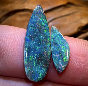 9.5cts - GEM Queensland Boulder Seam Opal Pair - Opal Whisperers