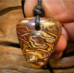 32 x 28mm - Drilled Boulder Opal Pendant w/ Eco Friendly Vegan Cord