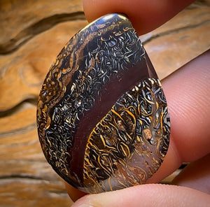 72.2cts - “Black Forrest” Top Tribal Pattern Queensland Boulder Opal Picture Stone from Koroit
