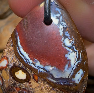 38 x 28mm - Drilled Australian Boulder Opal Necklace - Opal Whisperers