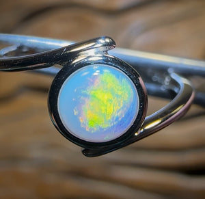 Sterling Silver - South Australian Solid White Opal Ring