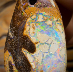 37 x 19mm - “Beach Lagoon” Drilled Queensland Boulder Opal Necklace