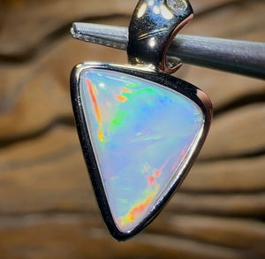 Sterling Silver - Solid South Australian Crystal Opal Pendant - Opal Whisperers