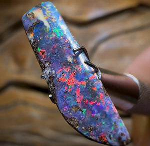 3.05cts - “Red Fire Family” Queensland Boulder Seam Opal