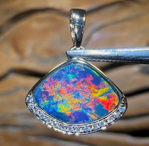 14k Gold - Queensland Boulder Opal Doublet Pendant - Opal Whisperers