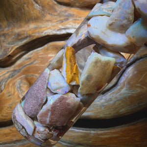 Wild Card! 110.8cts - Vial of Shell Fossil Opal from South Australia