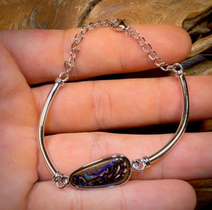 Sterling Silver - Solid Australian Boulder Opal Bracelet