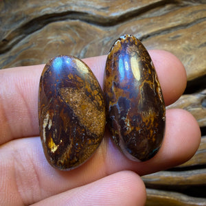 🔨 AUCTION 🔨 64.4cts - RARE Yowah Nut Partial Crystal Centre Pair Polished