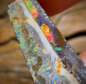 🔨 AUCTION 🔨 “Red Fire Landscape” 21.8cts - Queensland Boulder Seam Opal Rub