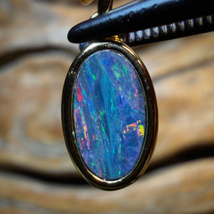 Sterling Silver Gold Plated - Queensland Boulder Opal Doublet Pendant