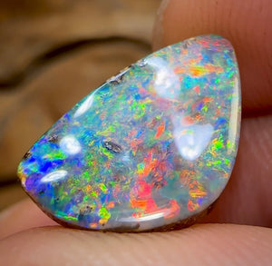 5.4cts - Top Australian Boulder Opal from Winton. Prized Full Red Multi Colour. - Opal Whisperers