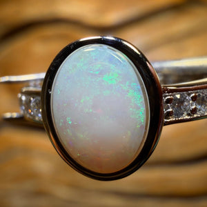 🔨 AUCTION 🔨 Sterling Silver - South Australian Crystal Opal Ring