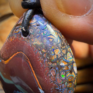 30 x 27mm - Drilled Tribal Queensland Boulder Opal Necklace