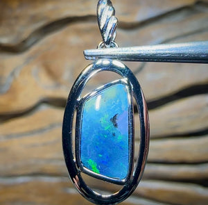 (Purple) Sterling Silver - SOLID Australian Boulder Opal Pendant - Opal Whisperers