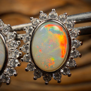 Sterling Silver - South Australian Crystal Opal Stud Earrings