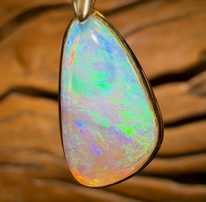 14k Gold - “Quality Classic”Solid South Australian Crystal Opal Pendant