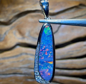 Sterling Silver - Queensland Boulder Opal Doublet Pendant - Opal Whisperers