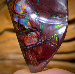 29.4cts - Top Tribal Australian Boulder Opal from Yowah. Red Multicolours!