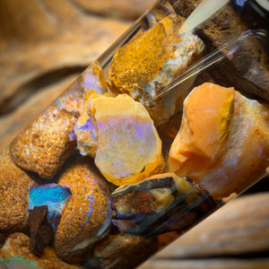 69.2cts - Jar of Yowah Nut Opal Rough w/ Fossil Opal