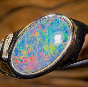 Sterling Silver - Unisex Queensland Boulder Opal Doublet Ring - Opal Whisperers