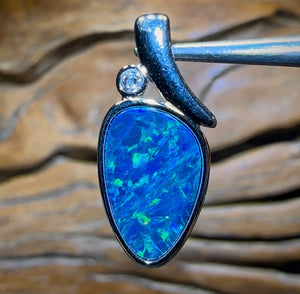 Best Blue Green Big Sterling Silver - Queensland Boulder Opal Doublet Pendant - Opal Whisperers